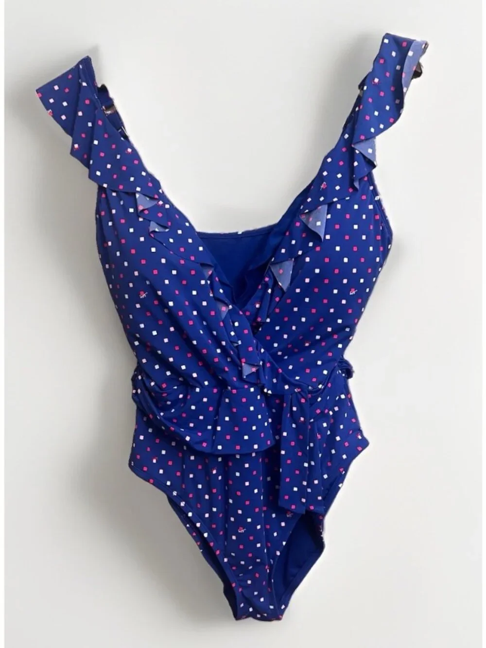 Lilly Pulitzer Delphie Borealis Blue Lilly Squared One Piece Swimsuit Sz 16.   N